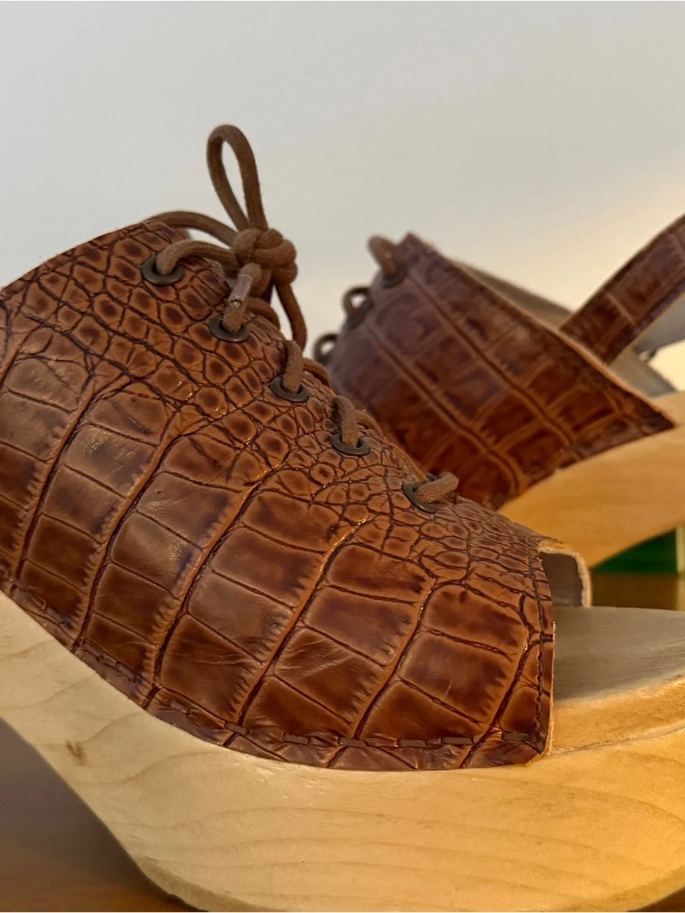 Rachel Comey Brown Croc-Embossed Leather Platform Sandals